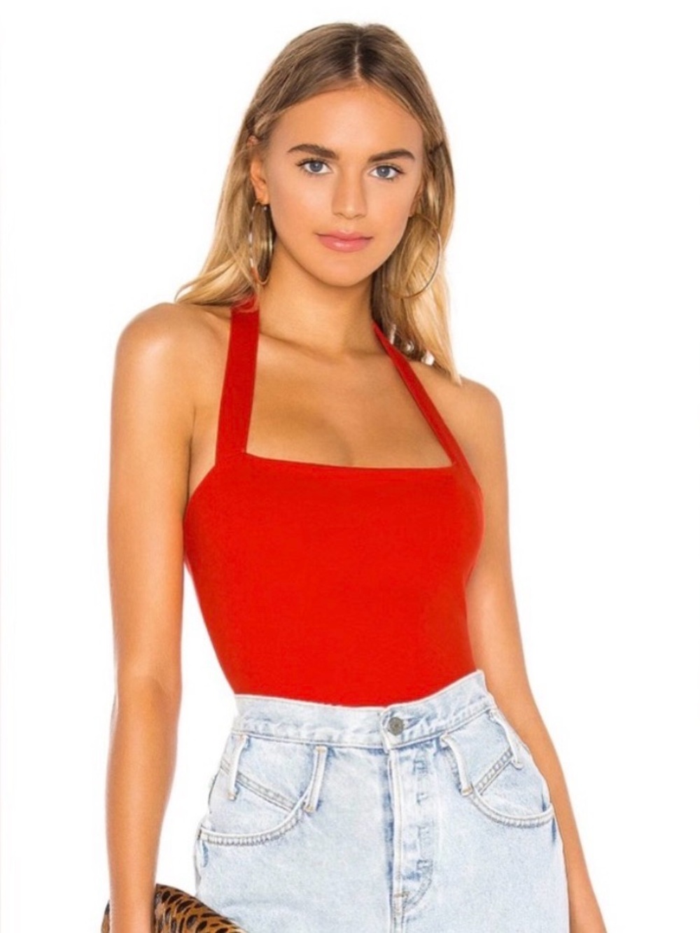 Superdown Reece Halter Bodysuit in Red